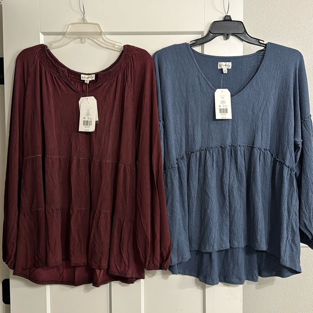 2 wonderly tops xl ladies nwt